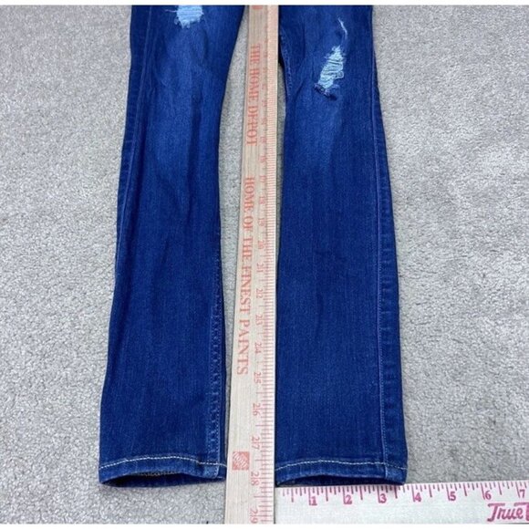 Hollister Ultra High Rise Jegging Distressed Faux Pockets Blue Size 1 - Picture 4 of 13